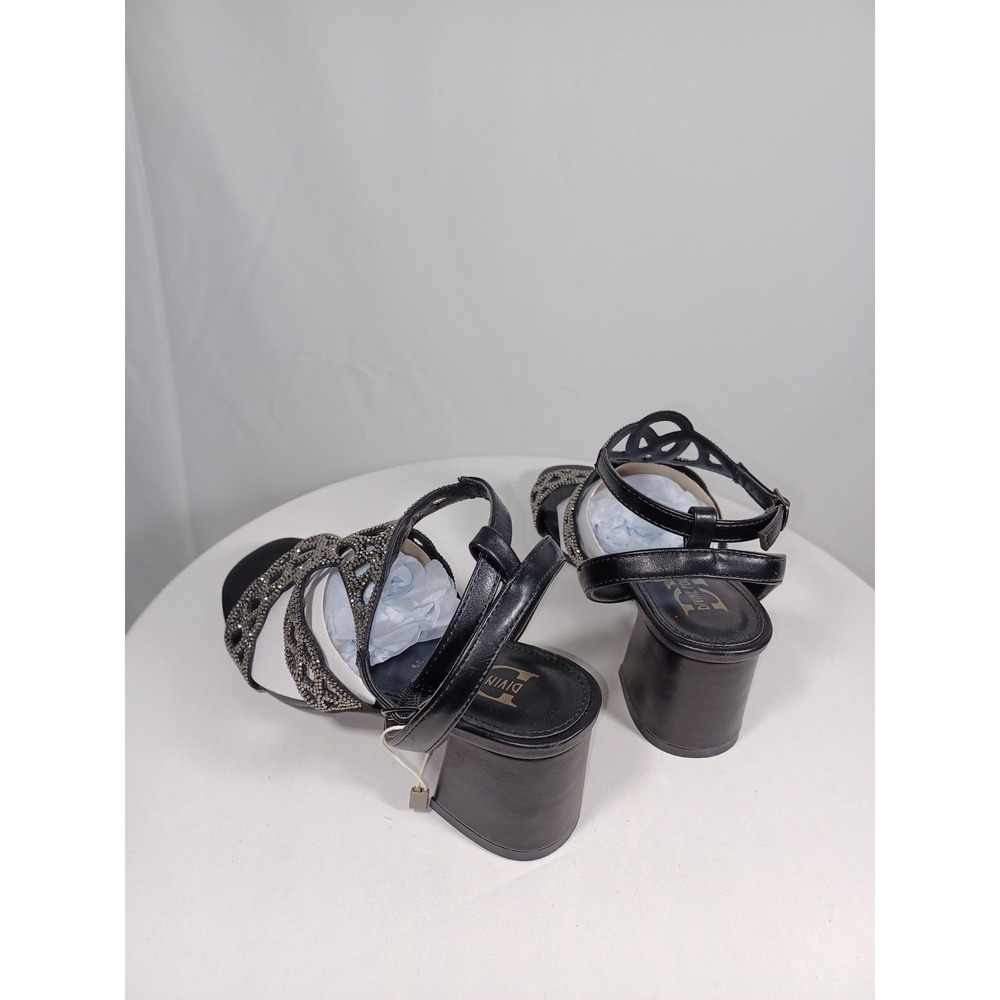 Divine Follie Shoes Womens Size 39 Chunky Heel Sandals Strass Rhinestone - Picture 4 of 10